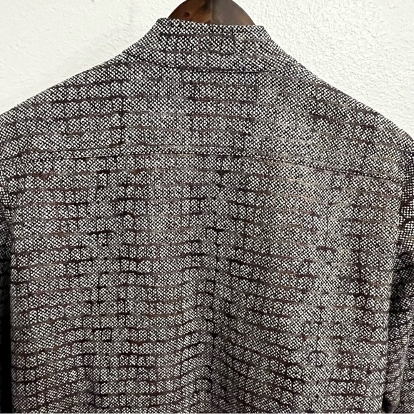 Chicos Blazer Coat Women Brn Tweed Plaid Button Band Collar Pocket Structure Sz3 - Picture 12 of 12